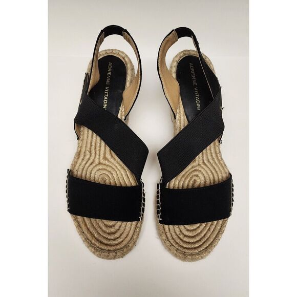 Adrienne Vittadini Women's Black AV-Crete Espadrille Wedge Sandal Size 10M - Picture 3 of 7